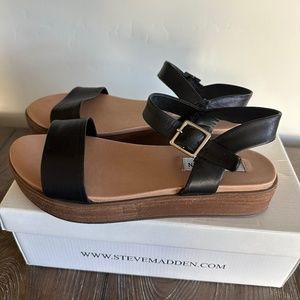 Steve Madden AIDA-1 Black Leather Sandals